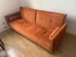 Canapé inclinable 3 places velours orange - Miniature