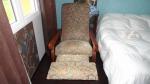 Fauteuil bois tissu neuf  rabatable - Miniature