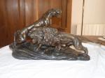 Sculpture thomas cartier "lion et lionne... - Miniature