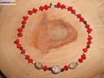 Collier artisanal rouge et blanc - Miniature