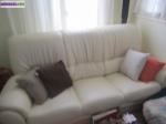 Canape cuir beige 3 places - Miniature