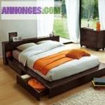 Vends ensemble lit bois wenge +sommier - Miniature